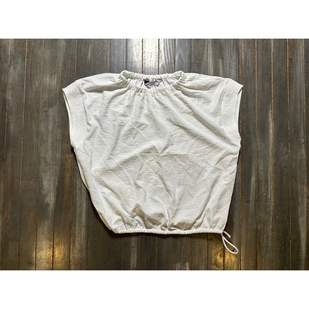 Montgomery Post White Cap Sleeve Elastic Hem Blouse Top